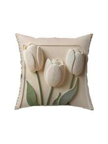 1/2/4Pcs 2D Printed Limited Edition Pillowcase Exquisite Tulip Pillowcases Adding Elegance To Your Bed Soft Polyester Pillowcase - Wrinkle-Resistant, Fade-Resistant, Home Decor, One-Sided Printed, Pillow Insert Not Included - Apricot - View 8