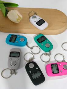 Macaron Keychain LED Counter, Mini Portable Bag Hanging Vibration Reminder Tally Counter, One-Click Reset Large Screen Clear Reading, Multi-Color Full Set Pocket Style, Universal Counting Tool For Prayer, Meditation And Pilgrimage - Multicolor - View 4