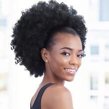 Super Fluffy Hair Tie 4-8 Inch Afro Fluffy Drawstring Ponytail For Girls Children Small Size Synthetic Hair Bun Curly Hair Scrunchie Bun - Black - View 13