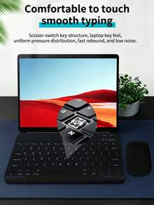 AKKHOO Teclado y ratón inalámbricos azules compatibles con iPad, ordenador, teléfono, tableta, conjunto de teclado y ratón mini recargable y silencioso - Negro - Ver 7