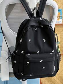Coquette Style Women's Backpack, Bow Embroidery, Pendant, Large Capacity Multi-Pocket Laptop Bag, Back To School Gift For Teen Girls Travel Essential - Multicolor - View 13
