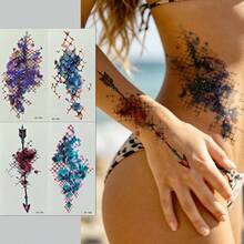 4pcs Fish Scale Temporary Tattoo Stickers, Body Tattoo Decoration, Waterproof Temporary Tattoo, Easy To Apply Makeup Accessories, Party Makeup Supplies - Multicolor - View 13