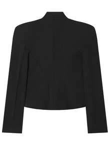 Women's Military Style Blazer, Woven Trim Puff Sleeve Vintage Button Front Jacket, Suitable For Spring And Autumn - Black - View 4