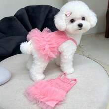 1pc Pink Dog Tulle Dress Pet Clothing, Cute Valentine's Day Small Dog Outfit For Outdoor, Birthday Party, Holiday Dress-Up - Pink - View 8