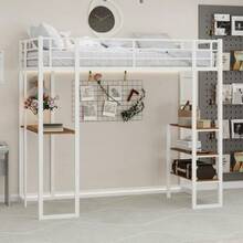 Iron Bed Frame With Bed And Table, Dimensions 90*190 Cm, Suitable For Children's And Youth Rooms - 白色 - 查看 4