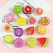 5pcs Resin Colorful Faux Sliced Watermelon Strawberry Pineapple Orange Fruit Pendants DIY Handmade Jewelry Accessories - Multicolor - View 2