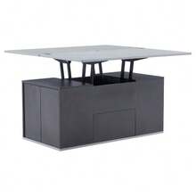 =313593594GAA Liftable Multifunctional Coffee Table - Tabletop Opens To 2 Tables, Dark Grey + Light Grey, Large Capacity, Modern Living Room Furniture, Office Dining Table Side Table Multifunctional Table - 灰色 - 查看 11