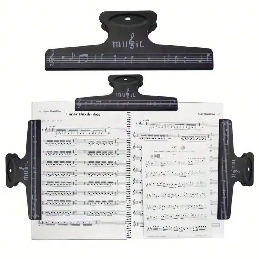 1/2pcs Solid Color Musical Note Shaped Sheet Music Clip, High Elasticity Metal Snap Integrated Stamping Process, Minimalist Artistic Instrument Style, Anti-Flip Stable Grip For Sheet Music Paper, Suitable For Piano, Guitar, Violin, Erhu Performance And Classroom Music Accessories - Multicolor - View 1