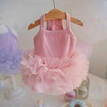 1pc Pink Dog Tulle Dress Pet Clothing, Cute Valentine's Day Small Dog Outfit For Outdoor, Birthday Party, Holiday Dress-Up - Pink - View 10