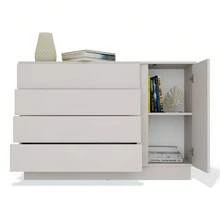 Modern Minimalist 5-Drawer Chest / Storage Cabinet / Drawer Unit / Organizer / Sideboard, Light Gray Matte Finish, Suitable For Bedroom, Living Room, Entryway, Dining Room, Study - Lockers - View 5