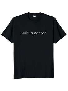 Wait I'm Goated T Shirt Funny Meme Y2k - 黑色 - 查看 1