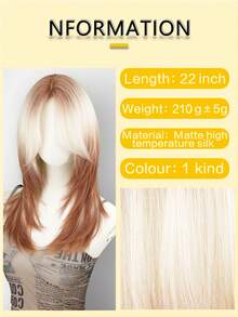 Wig Sintetis 22 Inci Gradasi Cokelat ke Emas, Rambut Lurus Belah Tengah, Gradasi Berlapis dengan Poni, Tahan Panas, Cocok untuk Wanita Modis - MultiWarna - View 6
