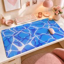 Glitter Cracked Marble Large Vanity Mat, Shiny Star Line Print Non-Slip Rubber Extended Mouse Pad, Waterproof Long Keyboard Pad, Suitable For Makeup Table, Office Desk Decoration - View 17