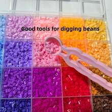 1Set 2pcs Beaded Mosaic Board Material Kit With Manual Tools: Bead Dispenser, Bead Box, Pink Spoon, Single Needle - Multicolor - View 4
