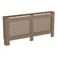 Home Discount Vida Designs Oxford Natural Radiator Cover Heat Protection Adjustable Cross Pattern Design With Wooden Shelf Top Display Hallway MDF Cabinet Easy To Install - Natural - View 1