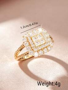 1 chiếc nhẫn cưới cổ điển kiểu Âu & Mỹ, mạ vàng trắng, đính đá Zirconia siêu nhỏ, trang sức nữ được ưa chuộng. - Bạc - Xem 9