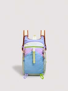 Bright Bold Color Block Outdoor Travel Backpack - Multicolor - View 13