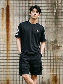 Adidas 男士 TR-ES TEE 3S M 短袖針織無領T恤 TKU8726 - 黑色 - 查看 2