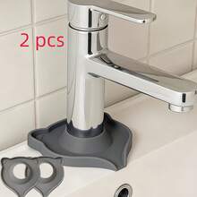 2pcs Silicone Faucet Base Splash Guard, Waterproof Anti-Splash Sealing Pad, Non-Slip Wear-Resistant, Suitable For Kitchen And Bathroom, Black Gray Beige Optional - Faucet Splash Pad - View 6