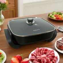 Multifunctional Household Non-Stick Electric Frying Pan, Visible Glass Cover, Adjustable Temperature Control. Suitable For Frying, Frying, Frying, Steaming, Boiling, Etc. Portable And Easy To Clean, Suitable For Holidays And Christmas Gifts. - US A Type Plug(110-127V) - View 11