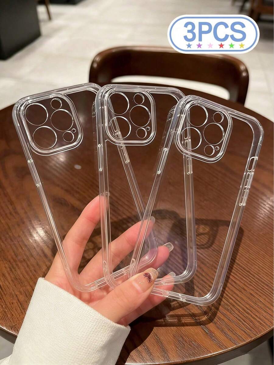 3件組超透水晶手機殼,保護鏡頭,開學與生日禮物,輕量大孔全覆蓋軟 TPU 材質,適用 17/17 Pro/17 Pro Max/16E/16 Pro Max/15/14/13/12/11/XR/8/7/Air - 無色 - 查看 1