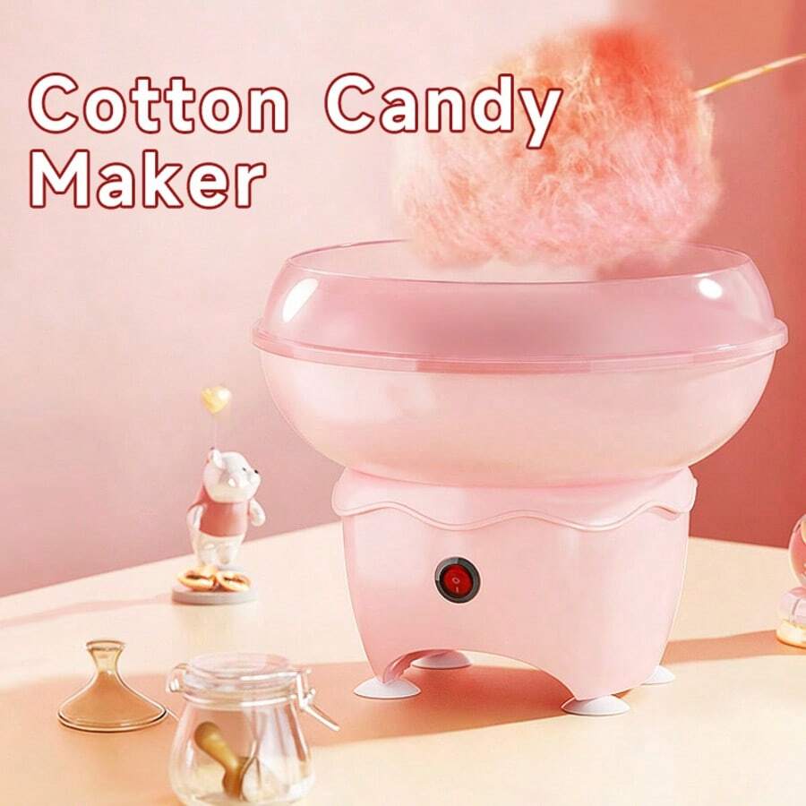 Mini Cotton Candy Maker, Easy To Use, Retro Pink Portable Cotton Candy Machine With Candy Scoop, Suitable For Birthday, Home, Party, Christmas Gift - EU F Type Plug(220-240V) - View 1