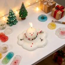 1pc Simple Halloween Snow Doll Shaped Silicone Mold, Suitable For Halloween Candle Decoration Resin Dropping Craftsmanship, Simple Demoulding, Reusable Silicone Mold. - White - View 4