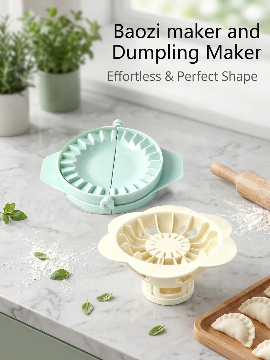 2PCS Multi-Function Non-Stick Dumpling & Bun Maker, Easy Homemade Dumplings And Perfect Buns, Convenient And Easy To Use And Clean, Suitable For Home Kitchen, Kitchen Tool For Beginners - View 1