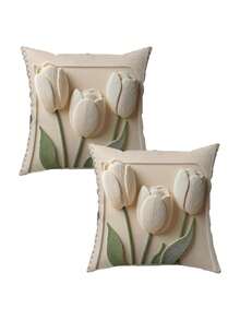 1/2/4Pcs 2D Printed Limited Edition Pillowcase Exquisite Tulip Pillowcases Adding Elegance To Your Bed Soft Polyester Pillowcase - Wrinkle-Resistant, Fade-Resistant, Home Decor, One-Sided Printed, Pillow Insert Not Included - Apricot - View 6