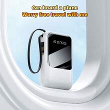 LADAPU This Mini Portable Power Bank Features A 10000mAh Capacity With A Built-In 4-In-1 Multifunction Cable.Mini Powerbank,Small Size, Big Power!  Supporting 22.5W Super Fast Charging, It's Compact, Perfect For Travel, Business, Keeping Your Devices Powered Anytime. - 黑色-22.5W - 查看 7
