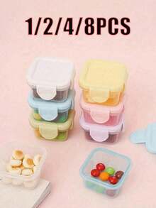 8/4/2/1pcs Mini Food Storage Containers, Mini Transparent Containers, Sealed Boxes, Transparent Food Storage Boxes, Kitchen Lunch Boxes Refrigerator Sealed Containers, Small Food Containers Sealed Boxes, Multi-Functional Seasoning Boxes, Kitchen, Back To School, Student Lunch Boxes - Multicolor - View 1