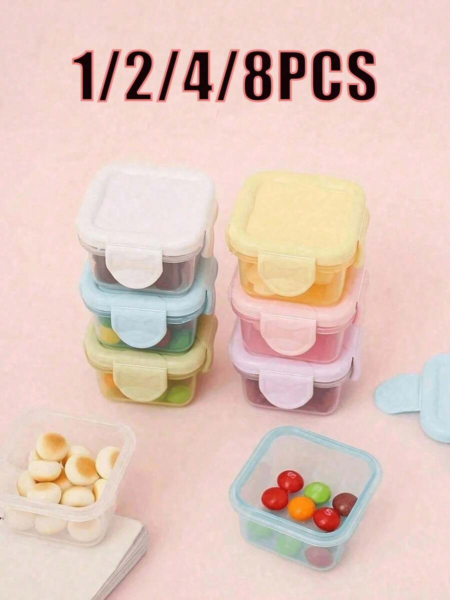 8/4/2/1pcs Mini Food Storage Containers, Mini Transparent Containers, Sealed Boxes, Transparent Food Storage Boxes, Kitchen Lunch Boxes Refrigerator Sealed Containers, Small Food Containers Sealed Boxes, Multi-Functional Seasoning Boxes, Kitchen, Back To School, Student Lunch Boxes - Multicolor - View 1