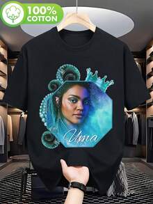 Uma Princess - Descendants 3 Camiseta Clásica _ Unisex Blanca para Hombre, Estilo Anime, para Uso Diario, Viajes Casuales, Deportes, Cómoda para Entusiastas de Deportes Extremos, Cuello Redo - Negro - Ver 1