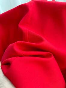 FGGG Women's Epaulettes & Button Decorated Long Sleeve Stand Collar Loose Straight Woven Red Short Trench Coat, Vintage British Style, Suitable For Daily & Party Wear, Spring & Autumn - Red - View 11
