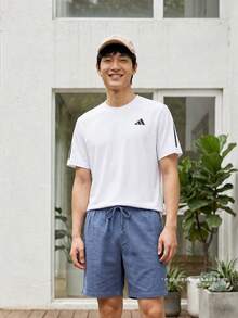 Adidas 男士 TR-ES TEE 3S M 短袖針織無領T恤 TKU8727 - 黑與白 - 查看 2
