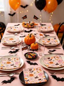 20pcs/1pc Halloween Disposable Paper Napkins, Halloween Party Supplies, Cute Pumpkin Witch Hat Pattern, Boo To You Printed Soft Napkins, Suitable For Halloween Party Supplies, Halloween Dinner Party Supplies And Halloween Party Decorations - Multicolor - View 2