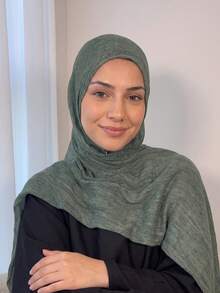 1pc Tie-Dye Arabic Headscarf Thin Solid Color Lightweight Casual Long Scarf Suitable For Daily Use Raffeld Hijab - Spring Green - View 1