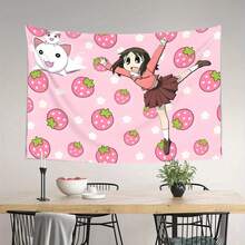 1pc,Large Wall Hanging - Featuring Bright Red Peaches And Character Designs, Perfect For Decorating Cafes, Studios, Or Lounges. Horizontal Orientation, No Electricity Required, Adorable Room Decor. - Multicolor - View 3