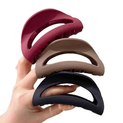 3pcs Soft Silicone Hair Clips Premium Hollow Half-Circle Shark Claw Clips For Back Of Head