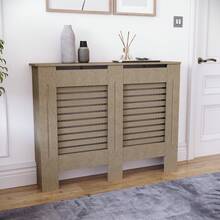 Home Discount Vida Designs Oxford Natural Radiator Cover Heat Protection Adjustable Cross Pattern Design With Wooden Shelf Top Display Hallway MDF Cabinet Easy To Install - Natural - View 7