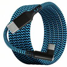 Cable trenzado de ángulo 90° de Tipo-C a Tipo-C compatible con Samsung, serie Apple/ y otros dispositivos cargador de smartphone - Azul - Ver 7
