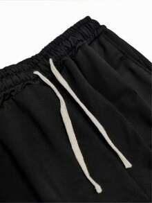 Men's Loose Fashion Wide Leg Long Pants, Minimalist Solid Color Wide Leg Fit, Drawstring Waist Design, Large Pockets, Unisex Style, Suitable For Daily Walking, Work, Home, Travel, Watching World Cup And Other Occasions. Best Father's Day Gift - Black - View 7