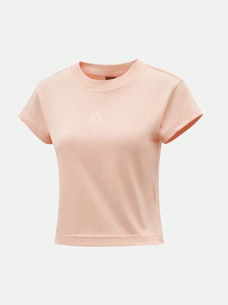 Adidas Women's W FI SL BB TEE Short Sleeve Knit Collarless T-Shirt TKD7756 - Baby Pink - View 1