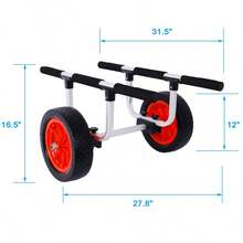 [Free Shipping] Wide Adjustable Canoe Carrier 12inch For Beach Sand Grass, Flatfree Wheels Boat Dolly Heavy Duty Kayak Trolley Adjustable Width Design Solid Tires Transport Tool-XY918670 - Multicolor - View 8