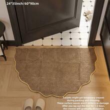 1pc Faux Sisal Asymmetrical Wavy Edge Doormat, Semi-Circular Wavy Design, Hand-Cut Delicate Texture Entryway Mat, Pet-Friendly Scratch-Resistant Wear-Resistant Mat, Natural Style Decorative Foot Mat For Hallway And Bedroom, Asymmetrical Size, Cutting Error 1-5cm, Decorative Rug, Bedroom Decor, Small Rug, Home Decor, Living Room Small Rug, Bedroom Rug, Outdoor Rug, Washable Rug - C - View 5