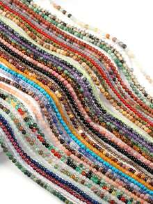 Cuentas de piedra natural redondas tipo rondelle de 2mm para joyería DIY, cuentas decorativas para hacer joyas - Multicolor - Ver 9