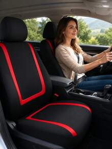 Universal Car Seat Covers - 9pcs Set (Full Set), 4pcs Set (Dual Seat), 2pcs Set (Single Seat) Options - U-Shaped Striped Design, Anti-Slip & Durable, Compatible With General Cars, SUVs, Sedans, And With Airbag - Easy To Clean, Upgrade Interior - Style a - View 5