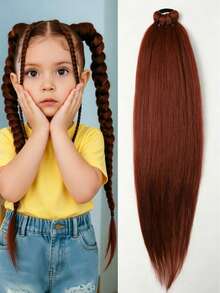 1pc Synthetic 26 Inch Long Ponytail Extensions With Elastic Band Versatile DIY Braided Ponytail For Kids Girls - 彩色 - 查看 7