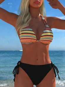 Nuevo traje de baño para mujer, ropa de playa, vestido de baño, conjunto de traje de baño, traje de baño para mujer, verano, playa, vacaciones, sexy, moda, elegante, conjunto de bikini de dos piezas para mujer - Multicolor - Ver 6