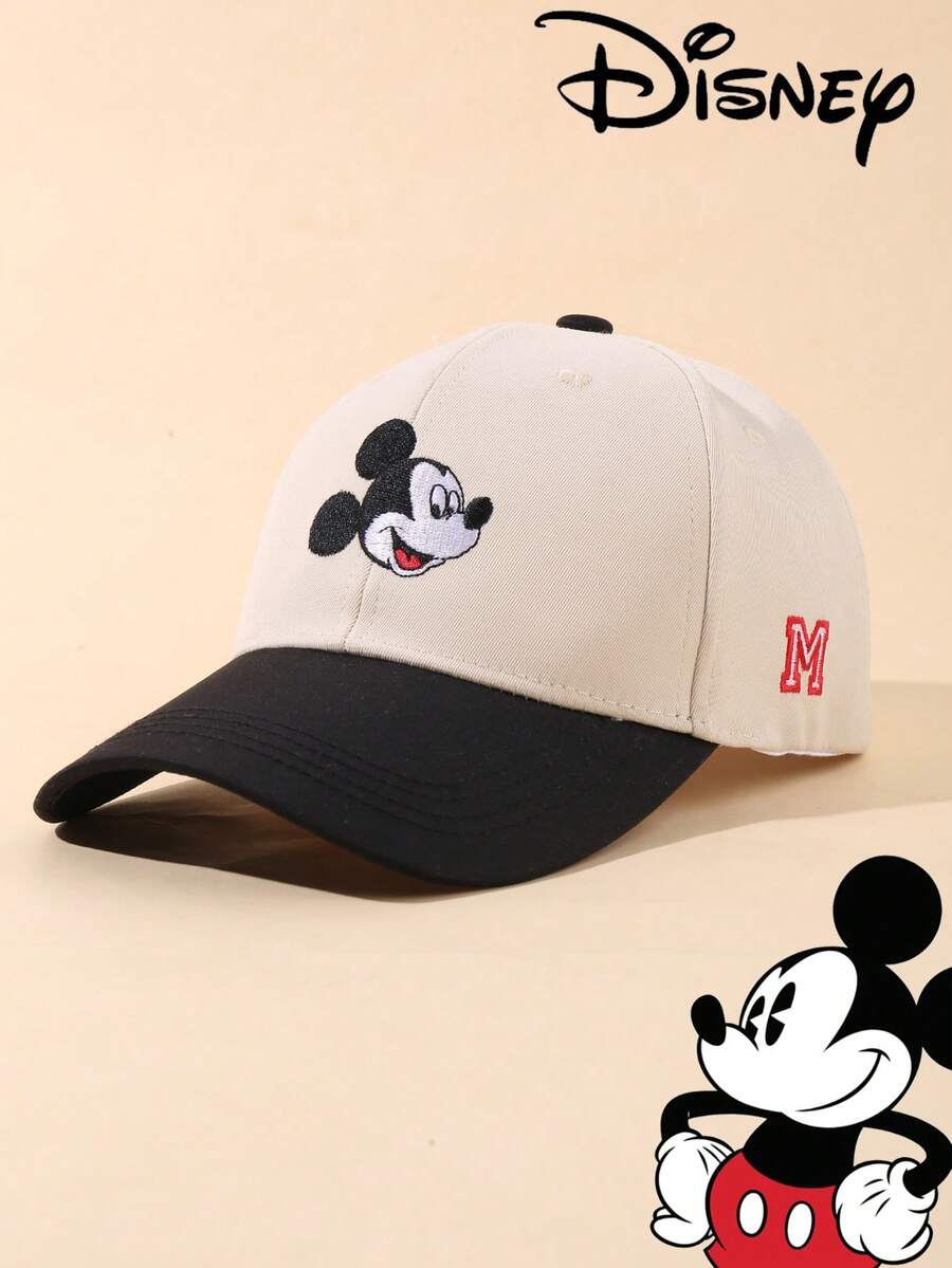 Disney 1件迪士尼官方授權米奇與米妮刺繡棒球帽，可調節防曬休閒帽，旅行海灘Y2K風格卡通帽